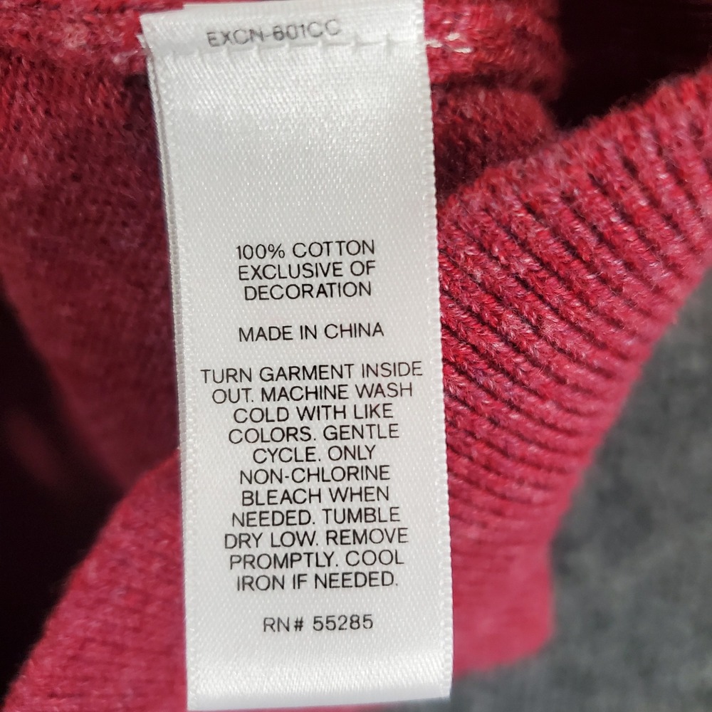 Express Sweater Mens M V-Neck Maroon Heathered Lion Logo 100% Cotton NEW - Picture 3 of 13
